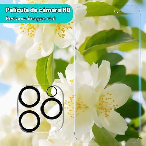 Vista 7 de Paquete de 3 protectores de pantalla de privacidad para iPhone 16 Pro + 2 fundas para lentes