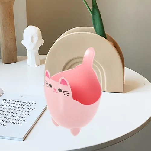 Vista 4 de Cabilock Mini basurero de escritorio, cubo de basura, mini bote de basura, lindo cubo de basura pequeño con tapa, cubo de basura de mesa de mesa