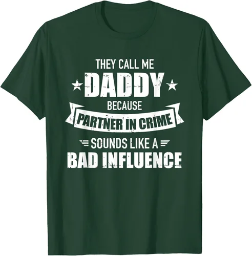 Vista 19 de Call me dad partner in crime bad influence camiseta divertida regalo papá, Negro, S