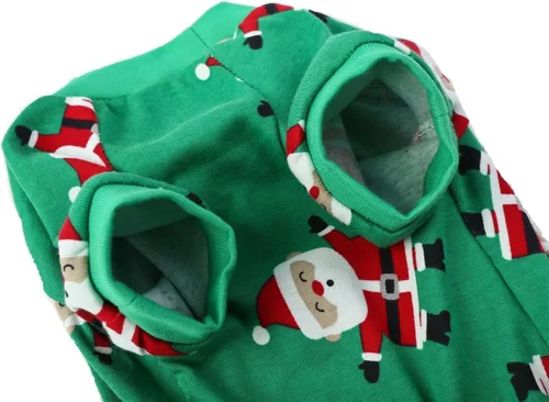 Vista 4 de [Usado] Lanyar pijama de Navidad para mascotas para perro, para festividades, 100 % algodón, de Papa Noel, del reno Rudolph
