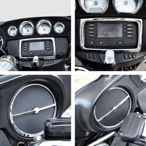 Vista 5 de Kit de molduras de carenado interior para tablero para Street Glide 2014-2018, cubierta de velocímetro cromada para Harley Electra Glide Street