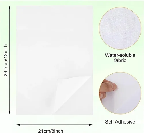 Vista 3 de Estabilizador de bordado soluble en agua pegajoso estabilizador de papel, 6 piezas, plantilla de palo y puntada, patrones de bordado, permitido