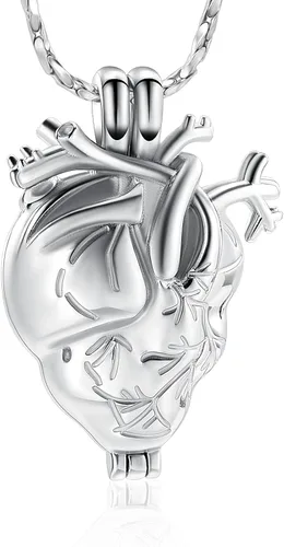 Vista 38 de Imrsanl Collar con colgante de joyería de cremación para cenizas – Collar anatómico de urna de corazón para cenizas – Medallones conmemorativos