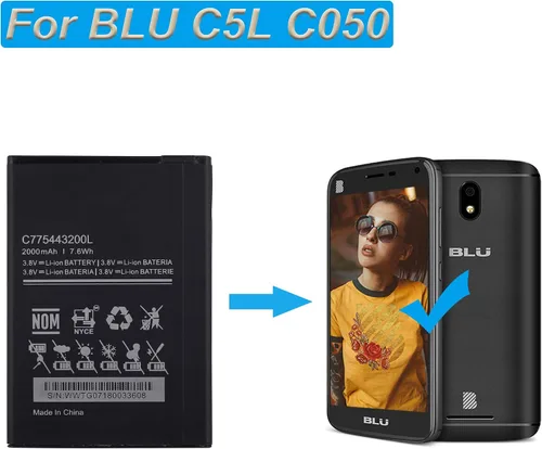 Vista 4 de Batería de repuesto C775443200L compatible con BLU C5L C050 C5 2019 C110L C110 con herramientas