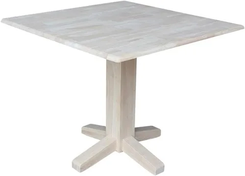 Vista 16 de IC INTERNATIONAL CONCEPTS Mesa de comedor cuadrada de madera maciza de 36 pulgadas con doble hoja, multicolor Nogal/Concha