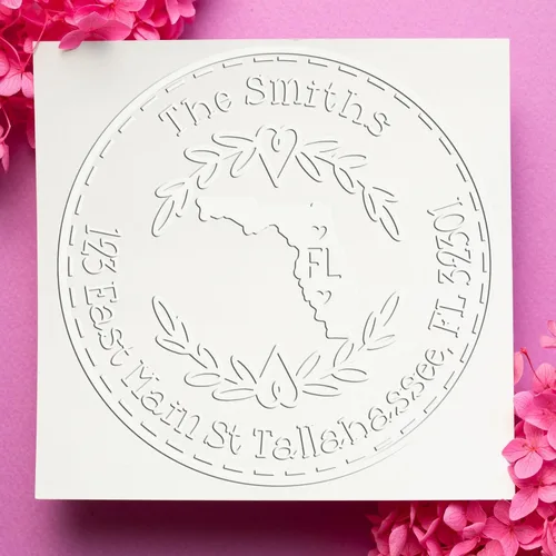 Vista 103 de Alabama State Wreath - Sello de sello de dirección personalizado para invitaciones de fiesta, tarjetas de vacaciones y decoración del hogar Sello