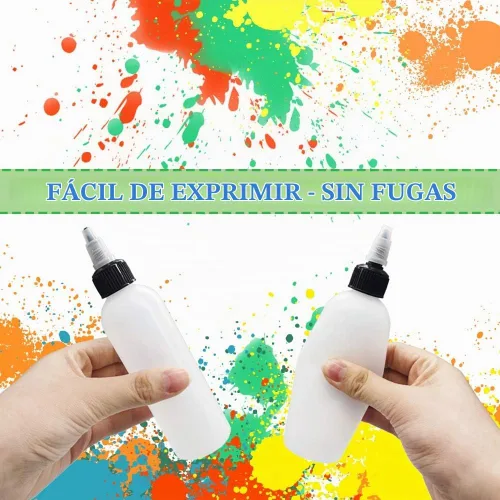 Vista 5 de Muiyaneq Paquete de 20 unidades de botellas de plástico Boston de 4 oz/120 ml con tapa de rosca, botellas LDPE blancas para líquidos, tintas