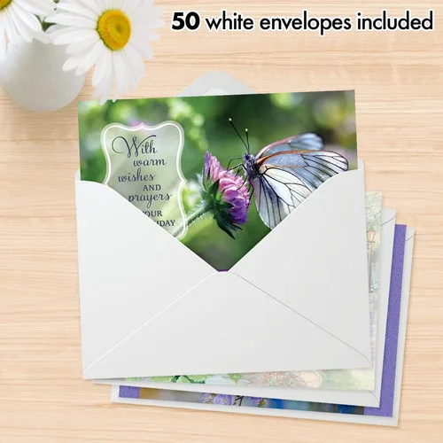 Vista 4 de Faithfully Yours Designer Greetings - Surtido de tarjetas inspiradoras en caja, "Of Good Courage" con versículos bíblicos de las Escrituras