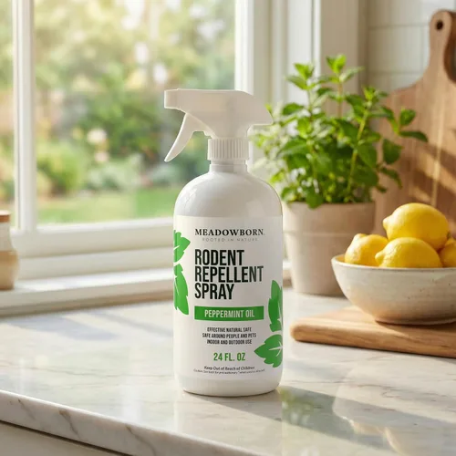 Vista 2 de Spray de control de roedores de aceite de menta, control natural en interiores y exteriores para ratones y ratas, fórmula extrafuerte a base