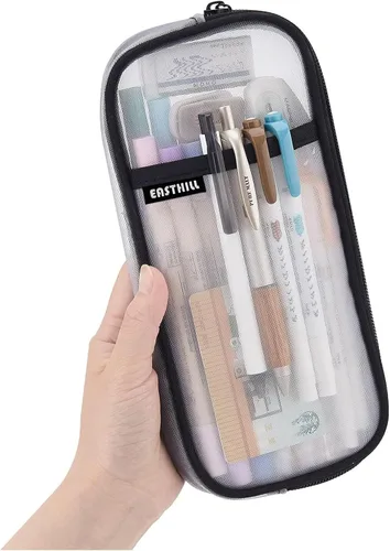 Vista 10 de EASTHILL - Estuche para lápices de malla con cremallera. Transparente para uso como bolsa de maquillaje, de cosméticos o multiusos, para la escuela