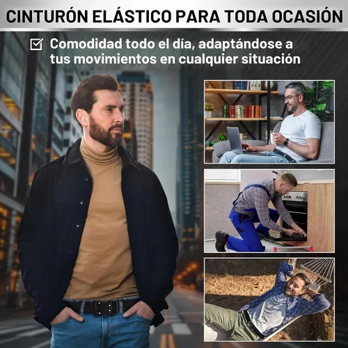 Vista 3 de TECEUM Tactical Belt – Heavy-Duty & Quick Release – Military, Work, Rigger, Duty & Utility Belt for Men Hebilla 6 - Negro