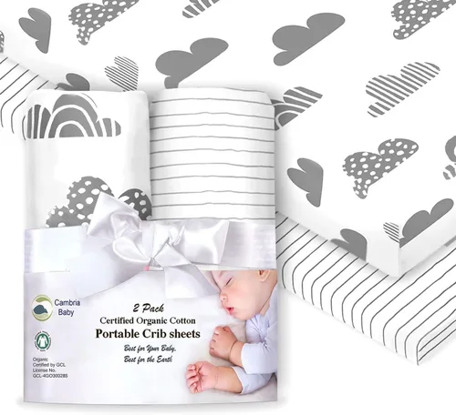 Vista 19 de Sábanas bajeras 100% de algodón orgánico perfectamente compatibles con Graco Pack n Play, Babyletto, Pamo Babe, Hiccapop, Dream on Me, Evenflo, Baby