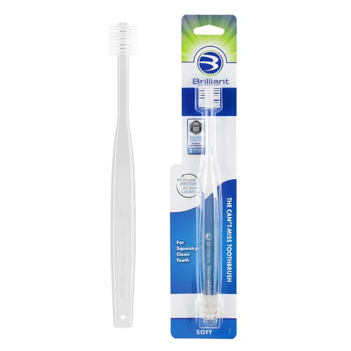 Vista 13 de Brilliant Oral Care - Cepillo de dientes para adultos con cerdas suaves, cabeza redonda y limpieza completa para dientes y encías, azul, 1 paquete