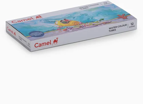 Vista 4 de Camel Tubo de acuarela para estudiantes, 0.2 fl oz cada uno, 12 tonos