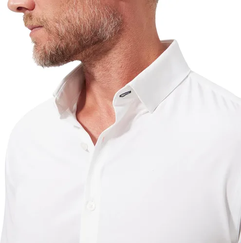 Vista 3 de Mizzen + Main Camisa de vestir con botones para hombre, ajuste clásico, color rojo y azul claro