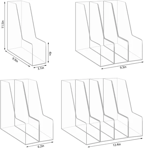 Vista 2 de Revistero de acrílico transparente, soporte vertical para archivos, organizador de escritorio, soporte de almacenamiento para oficina, paquete de 2