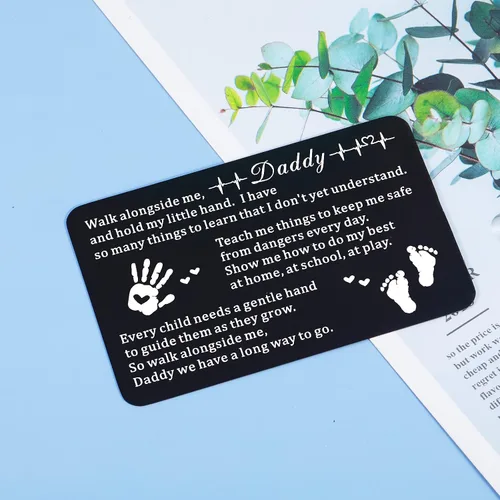 Vista 4 de GGOJAGST Tarjeta del día del padre para el nuevo papá regalos de hijo e hija grabada billetera inserta tarjeta regalo para papá nuevo recuerdo