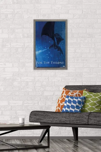 Vista 2 de Trends International Póster de pared Viserion Game of Thrones, 14.725 x 22.375 pulgadas, versión enmarcada de madera de granero