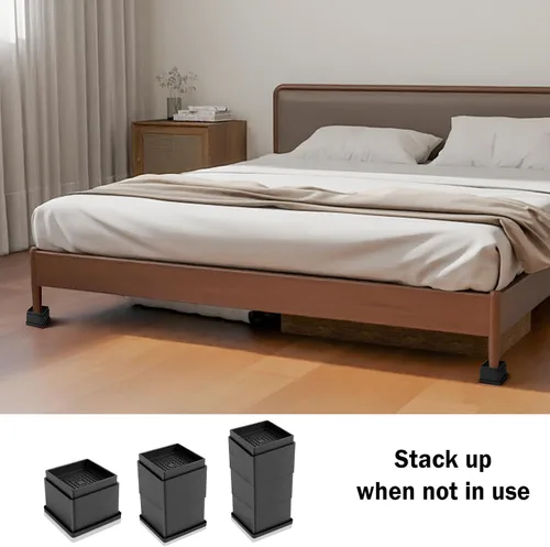 Vista 4 de elevadores de cama ajustables para muebles - elevadores resistentes de 4 o 8 o 12 pulgadas sin deslizamiento para camas/sofás/sillones, diseño