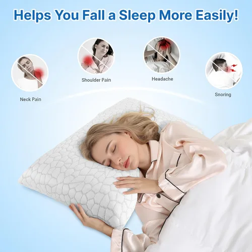 Vista 6 de Almohadas de espuma viscoelástica, almohada de cama para dormir de lado, espalda y boca abajo, almohada cervical para dormir con funda extraíble