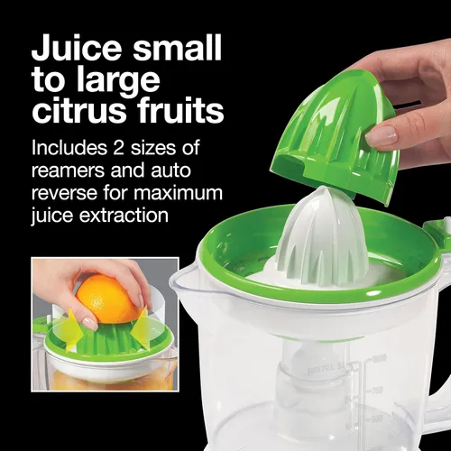 Vista 3 de Proctor Silex Exprimidor eléctrico de cítricos, 34 onzas., para naranja, limón, jugo de toronja, blanco & verde (66337)