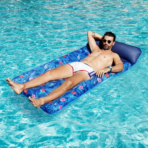 Vista 6 de FindUWill Flotador de Piscina Lounge de Gran Tamaño, 72" X 37" Flotadores de Piscina Extra Grandes Cubiertos de Tela para Adultos, Tumbona Inflable