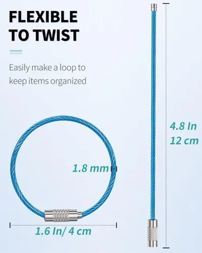 Vista 3 de Uniclife 4 Inch Wire Keychain Cable Large Stainless Steel Key Ring Loop Holder for Luggage Tag Keeper for Travel