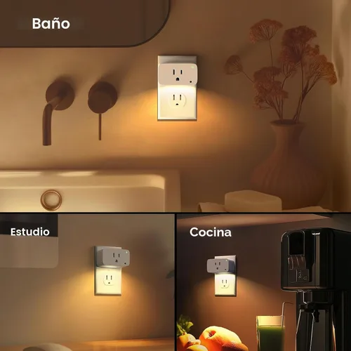 Vista 6 de Linkind Matter - Enchufe inteligente con luz nocturna LED, funciona con Alexa, Apple Home, Google, toma inteligente de 15 A/1800 W, del atardecer al