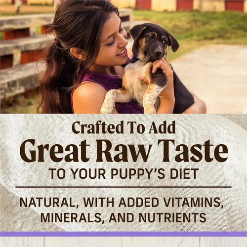 Vista 3 de Merrick Healthy Grains - Croquetas crudas liofilizadas, alimento natural para cachorros con alto contenido de proteínas, pollo y arroz integral