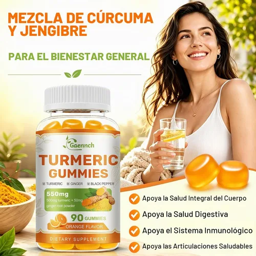 Vista 3 de Turmeric and Ginger Gummies 90 Count with Black Pepper for High Absorption