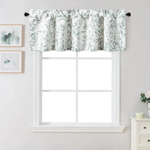 Vista 30 de VOGOL Cortinas de cenefa de jacquard dorado con diseño de flores de lujo para dormitorio, sala de estar, comedor, 52 x 14 pulgadas, 1 panel, negro