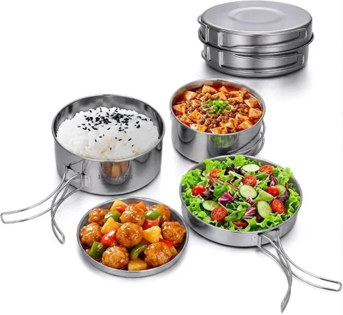 Vista 3 de BeGrit Mochilero Camping Cookware Mini Picnic Camping Cooking Mess Kit con Olla y Pan Set para Senderismo