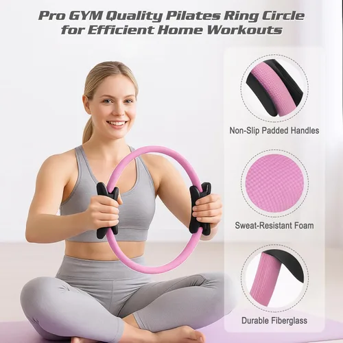 Vista 2 de Kit esencial de pilates para mujeres caseras, juego de anillos y pelotas, equipo de pilates para entrenamientos, 3 bandas de resistencia, calcetines