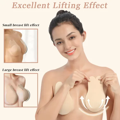 Vista 3 de AFINNIEE 2 Pairs Sticky Bra Backless Strapless Push up Bras for Women, Invisible Adhesive Bra for Large Breasts