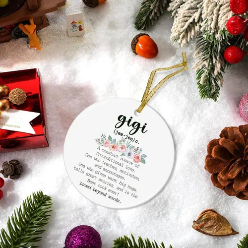 Vista 4 de Gigi Definition - Adornos de cerámica de Navidad para el Día de la Madre, regalos para mujeres Gigi, abuela de nietos, nieto, nieta, adornos