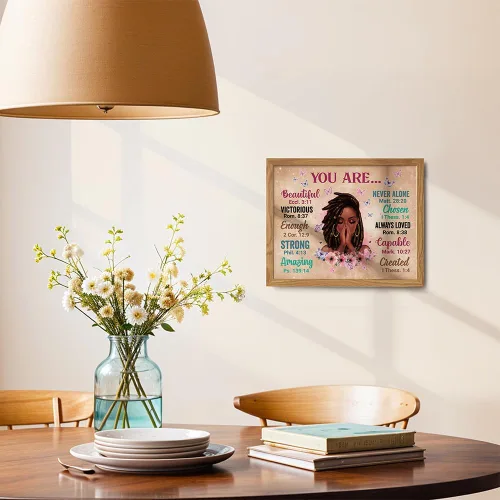 Vista 4 de Arte de Pared Afroamericano ENMARCADO - Regalos Cristianos para Mujeres, Mujeres Afroamericanas - Arte Negro de Inspiración - Escritura Espiritual