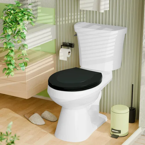 Vista 7 de Angol Shiold Asiento de inodoro de cierre lento PP (redondo, negro)