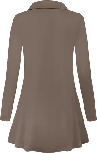 Vista 3 de Miusey Sudadera tipo túnica con cremallera para mujer, cuello y ligera, chaqueta larga