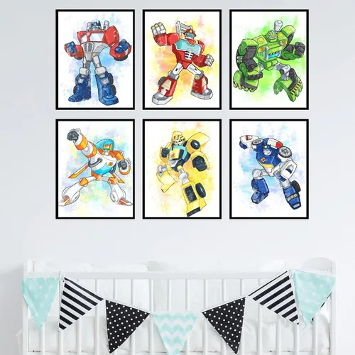Vista 7 de Transformers Prints - Juego de 6 fotos de decoración de pared (8 x 10 pulgadas)