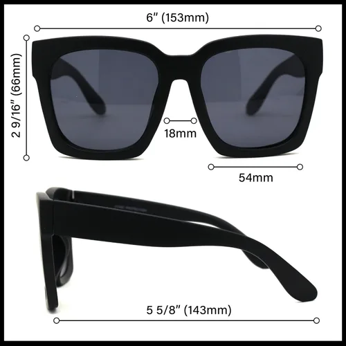 Vista 8 de Gafas de sol de plástico grueso con borde de cuernos de gran tamaño XXL para mujer