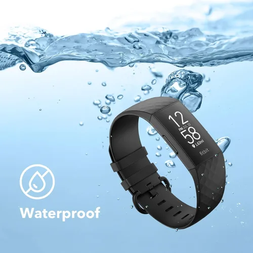 Vista 3 de 2 Pack Waterproof Bands Compatible with Fitbit charge 3 / Fitbit charge 4 / Fitbit Charge 3 SE, Classic Soft Sports Replacement Wristbands for Women