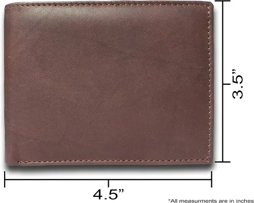 Vista 3 de Groot Junior RFID Bloqueo de Cuero de Vaca de Cuero de Vaca Grabado Láser Slimfold Hombres Cartera de Lujo de Gran Capacidad Delgado Marrón Titular