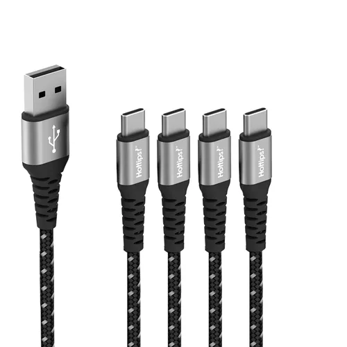 Vista 9 de Hottips! Cable USB C de 4 pies, paquete de 2 cables de carga rápida tipo C de fibra de aramida trenzada duradera 3A, compatible con Android, Samsung