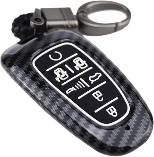 Vista 8 de Funda Protectora de Llavero de 2 Capas Hibrida de Carbono para Hyundai Tucson Tuscon Hybrid Se Sel Santa Fe Palisade Sonata Santa Cruz Ioniq 5 Nexo