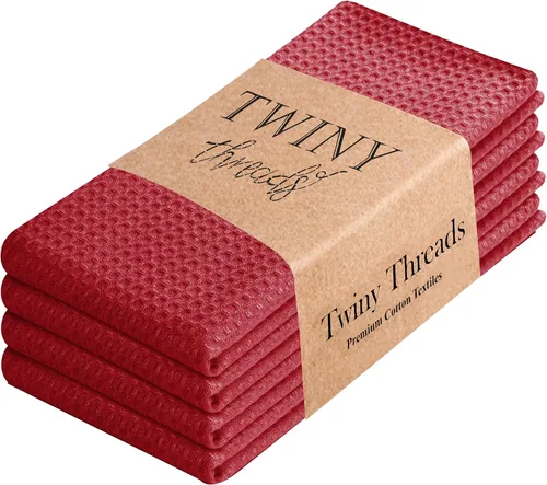 Vista 69 de TWINY threads Juego de toallas de cocina con diseño de diamante, 100% algodón, trapos grandes y trapos de lavado, absorbentes de secado rápido