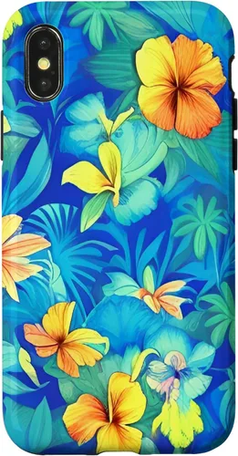 Vista 4 de Funda estética para iPhone 15 con flores de hibisco floral hawaiano tropicales