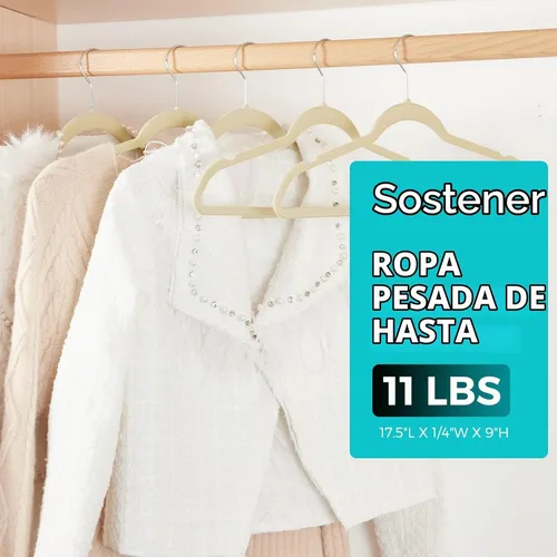 Vista 5 de HOUSE DAY - Paquete de 50 perchas de terciopelo premium, perchas antideslizantes de fieltro aterciopelado, perchas resistentes para ropa con gancho