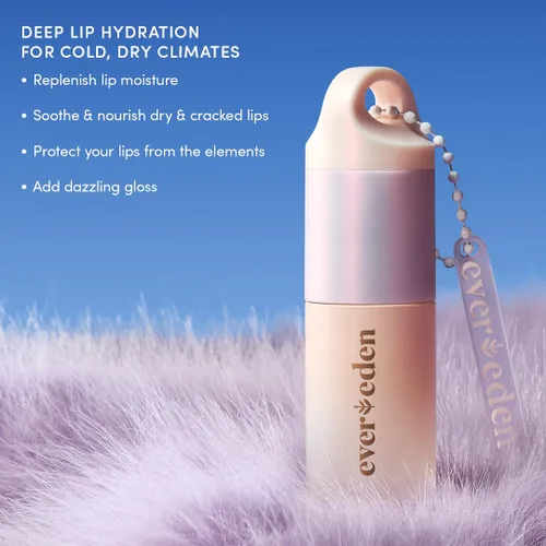 Vista 3 de Evereden Aceite labial hidratante súper rico: aceite de brillo labial limpio y vegano, nutritivo, calmante y brillante para climas fríos y secos
