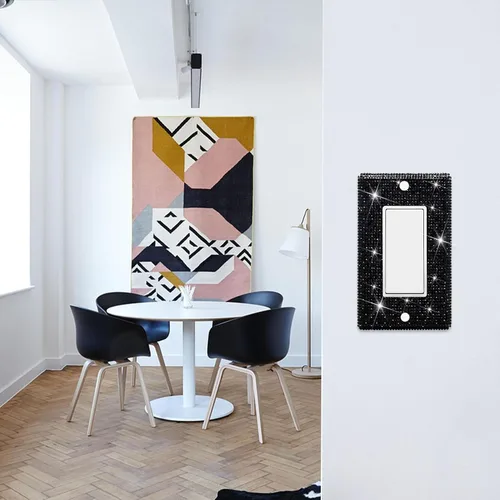 Vista 6 de Dengduoduo Placas de pared, cubierta decorativa para interruptor de luz, cubiertas decorativas de tomacorrientes, diamantes de imitación plateados