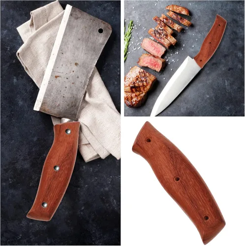 Vista 7 de Zerodeko Mango de repuesto para cuchillo de cocina, mango de reparación de cuchillo de madera, mango de agarre, accesorios de repuesto con tuercas